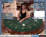 live casino table with dealer